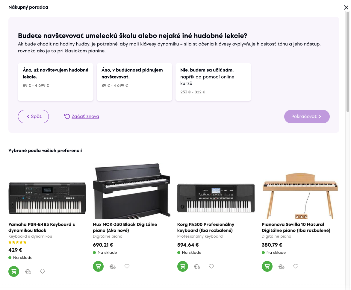 ukážka nákupného asistenta v e-shope